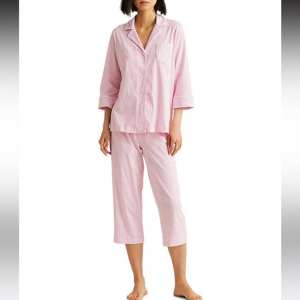 Ralph Lauren Pink and White Striped Pajama Set
